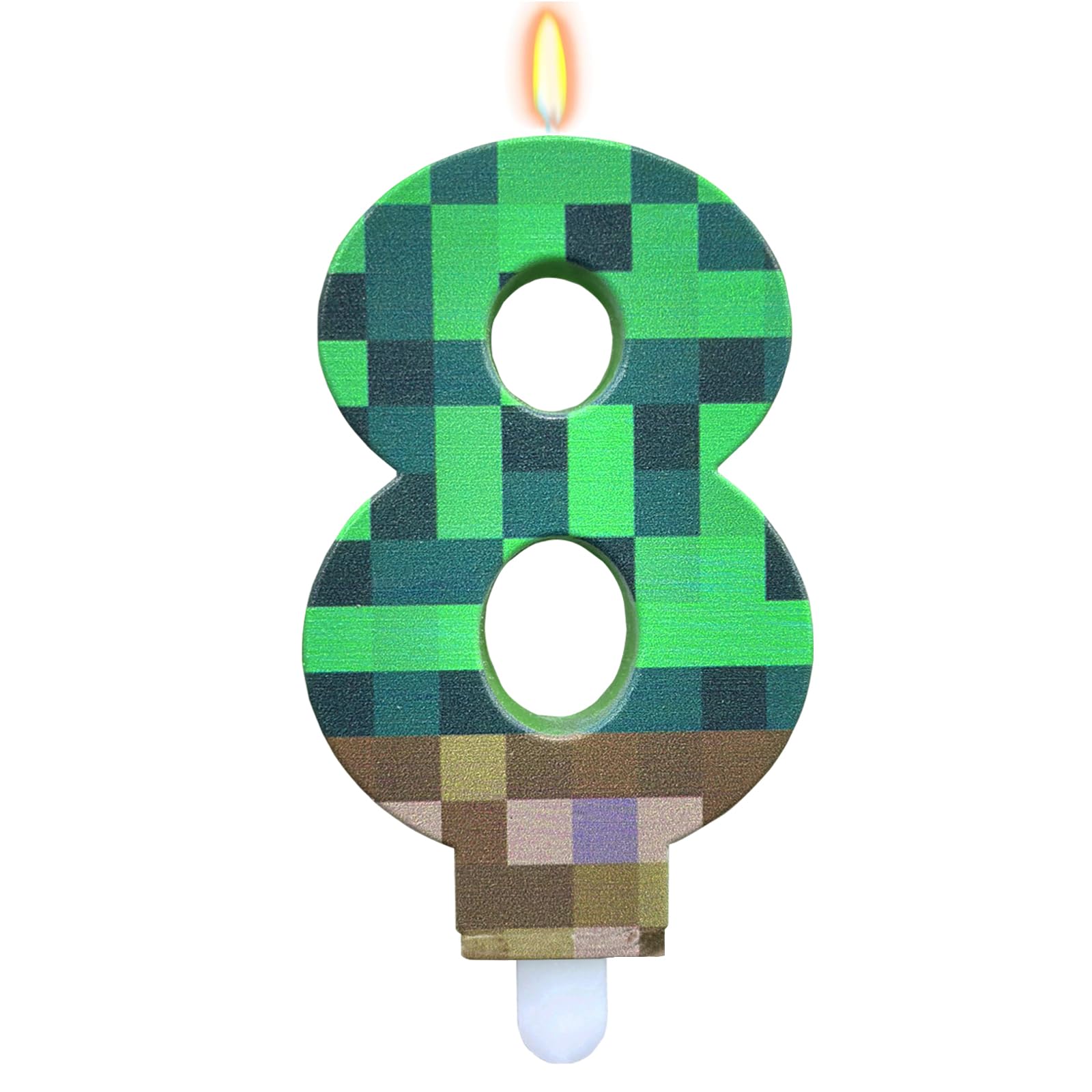 Pixel Kerze 8 Geburtstag Mädchen Junge, Pixelmotiv Geburtstagskerzen Zahlen 8, Grün 8 Geburtstagskerzen, Kuchen Kerzen Zahl 8, Videospiel Pixel 8 Zahlenkerze, Gaming Pixel Thema Zahlen 8 Kerze Angebot bei HelloDeals