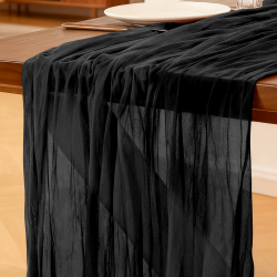 Käsetuch Tischläufer Schwarz, 300 x 90 cm Boho Gaze Tischläufer Cheesecloth Läufer für Hochzeit, Geburtstagsfeiern, Babypartys, Weihnachten und Silvester von Tisch Dekoration Schwarz 90 X 300 cm，1 Stück Angebot bei HelloDeals