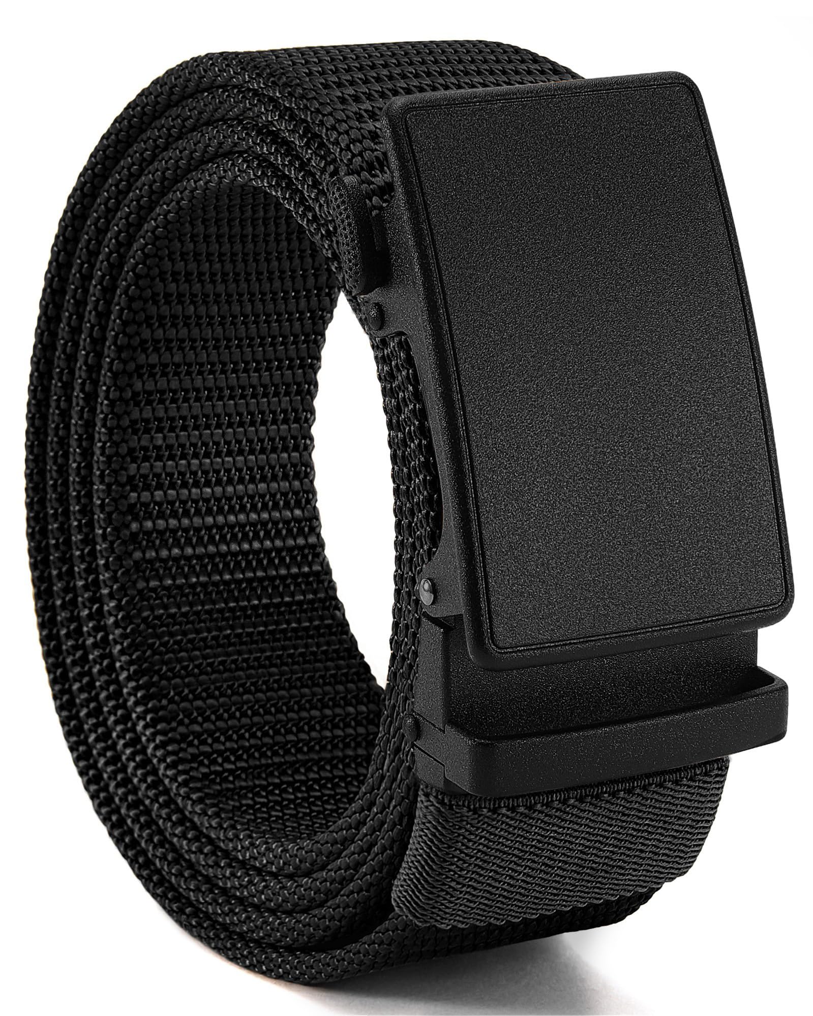 CHAOREN Nylon Automatik Gürtel Herren, 38mm Ratsche Arbeitsgürtel mit Schiebeschnalle - Passgenau Zuschneidbar Klassisch Schwarz - Schwarz Taille 90-105cm (Gesamtlänge 125cm) Angebot bei HelloDeals