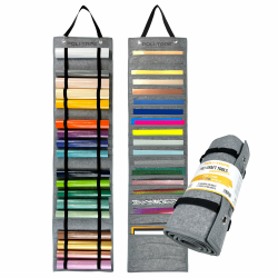 POLI-CRAFT TOOLS ORGANIZER – praktischer Rollenhalter mit 21 Fächern für Sheets und 22 Rollenhaltern für Vinyls und Heißtranferfolien, platzsparend, für mehr Ordnung und Komfort beim Basteln, grau Angebot bei HelloDeals