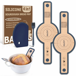 Silikon Backmatte für Dutch Oven 2 Stück, Wiederverwendbare Silikon Backmatte Brot mit Langen Griffen für Brottopf, Teigmatte mit Teigschaber&Backpinsel, Brotmatte für Backofen, Dunkelgrau Dunkelgrau Set: 2x Ø21cm (round) Angebot bei HelloDeals