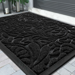 Yimobra Fußmatten - Innen und Außen, Waschbar Fussmatte, Rutschfester Schmutzfänger Teppich für Eingang, Haustür, Patio, Flur, Garten, 75 x 43 cm, Schwarz 75 x 43 cm Schwarz Angebot bei HelloDeals
