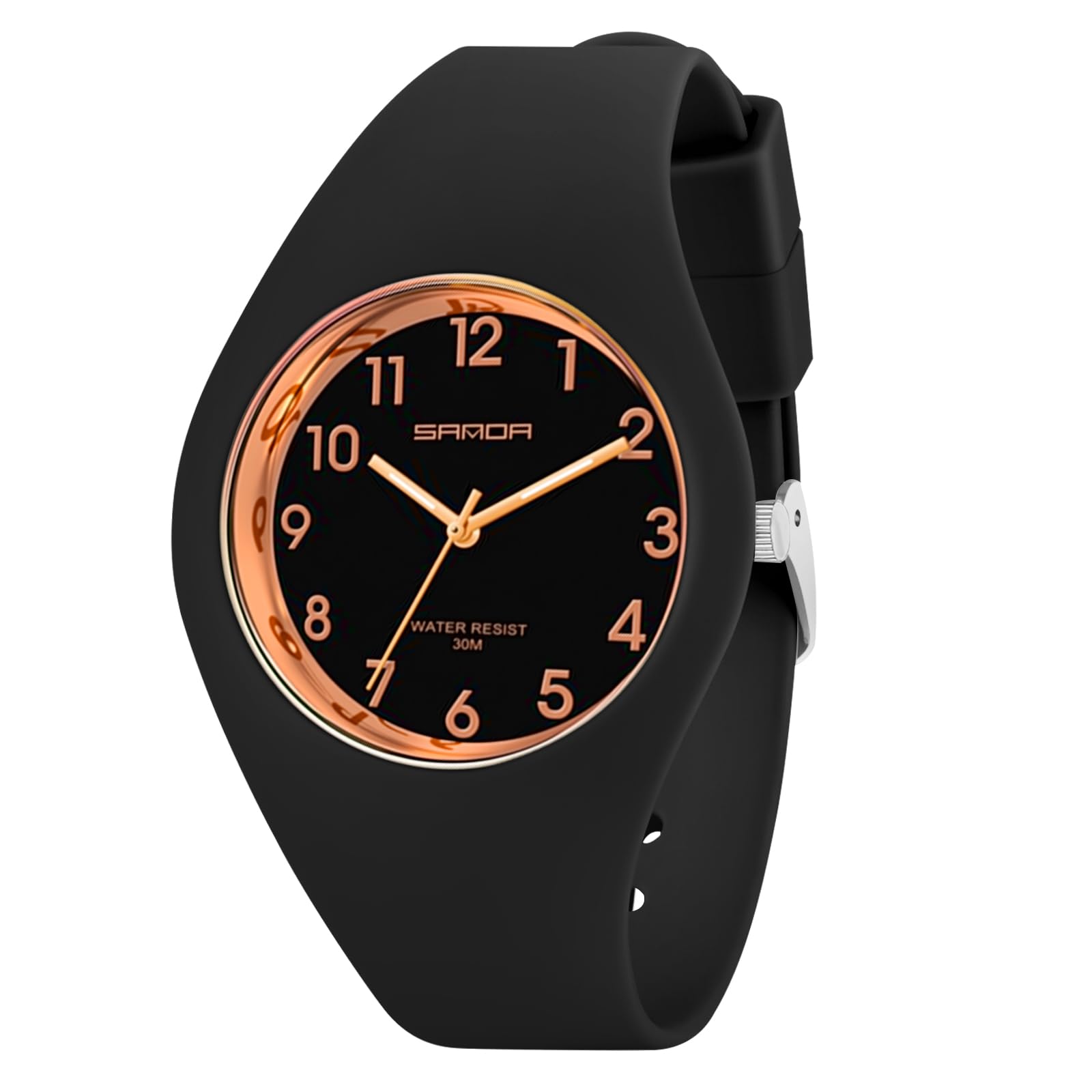 Damenuhr, Damen Analog Quarz Uhr mit Silikonband, Uhren Damen Sportlich Armbanduhr Einfachheit Quarzuhr für Studenten und Erwachsene Schwarz Angebot bei HelloDeals