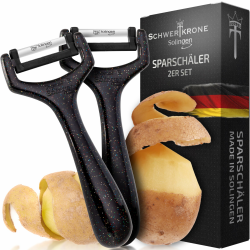 Schwertkrone® Sparschäler 2er Set [MADE IN SOLINGEN - GERMANY] - Kartoffelschäler Gemüseschäler - Spargelschäler Peeler - Schälmesser Gurkenschäler - Rechts- und Linkshand 2er-Set Sparschäler Angebot bei HelloDeals