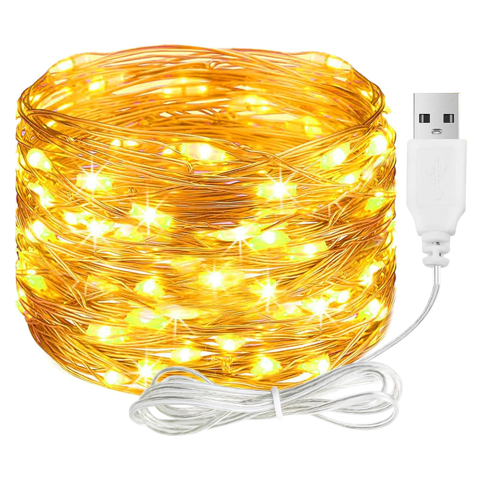 ALEGRE LED Lichterkette mit USB, 2M 20 LED Kupferdraht Lichterkette mit Stecker, Wasserdicht Warmweiß Lichterketten Innen Außen, Lichterketten LED für DIY Hochzeit Deko,Weihnachten,Balkon,Schlafzimmer Warmweiß 2m 20LED Angebot bei HelloDeals