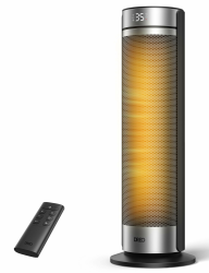 Dreo 23 Zoll Heizlüfter, 2000W Leiser Elektrischer Heizstrahler fürs Schlafzimmer mit Fernbedienung, 12h Timer, 70° Oszillation, 5 Modi, PTC Keramik mit Thermostat, Heizung für Große Räume, Büro Silber Angebot bei HelloDeals