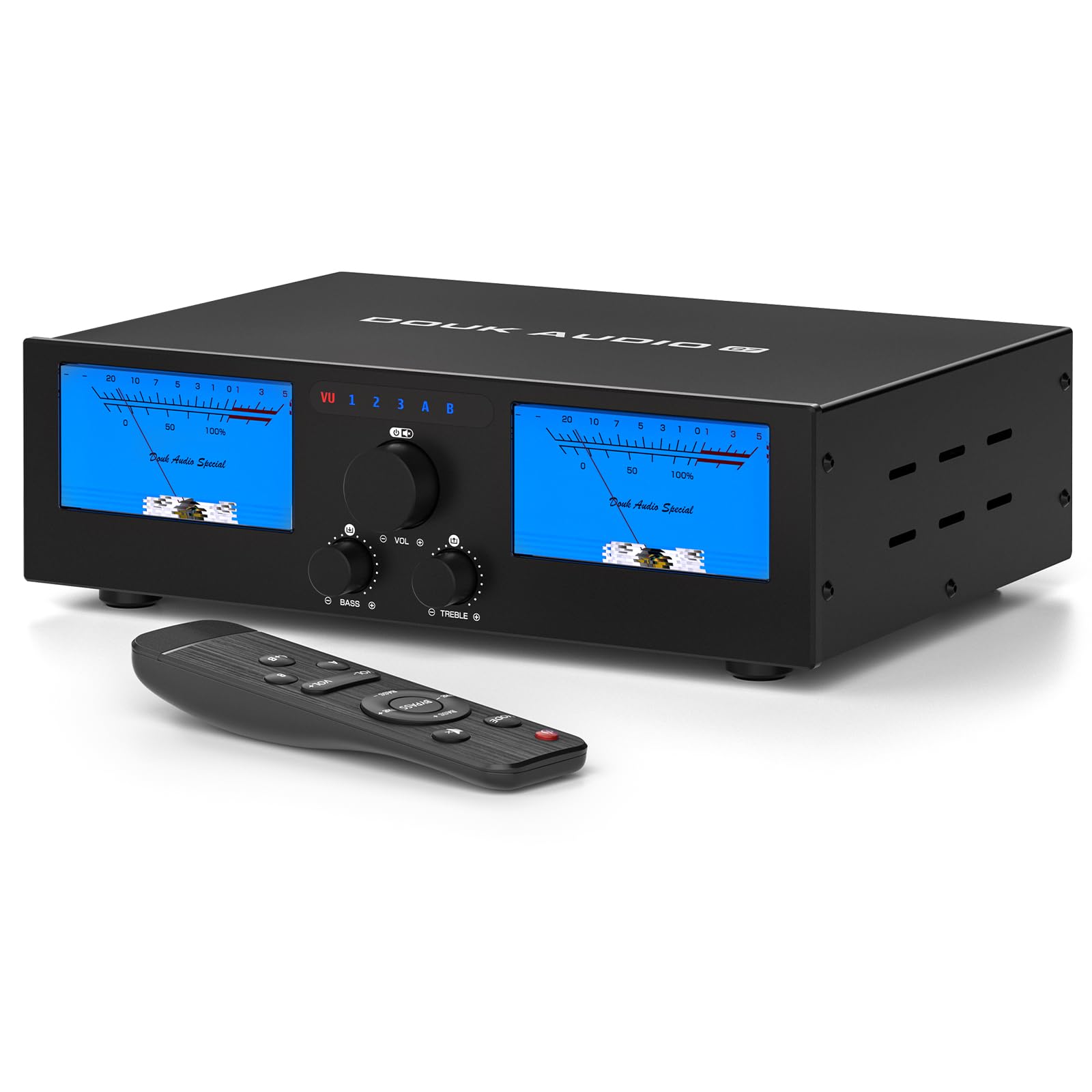 DoukAudio 600W 2/4-Kanal Verstärker: Lautsprecherwähler | Digitalverstärker für Eversolo DMP-A6 mit Symmetrische XLR-Cinch-Eingänge | Tonumgehung | VU-Meter | Fernbedienung für Heimkino-Lautsprecher Angebot bei HelloDeals