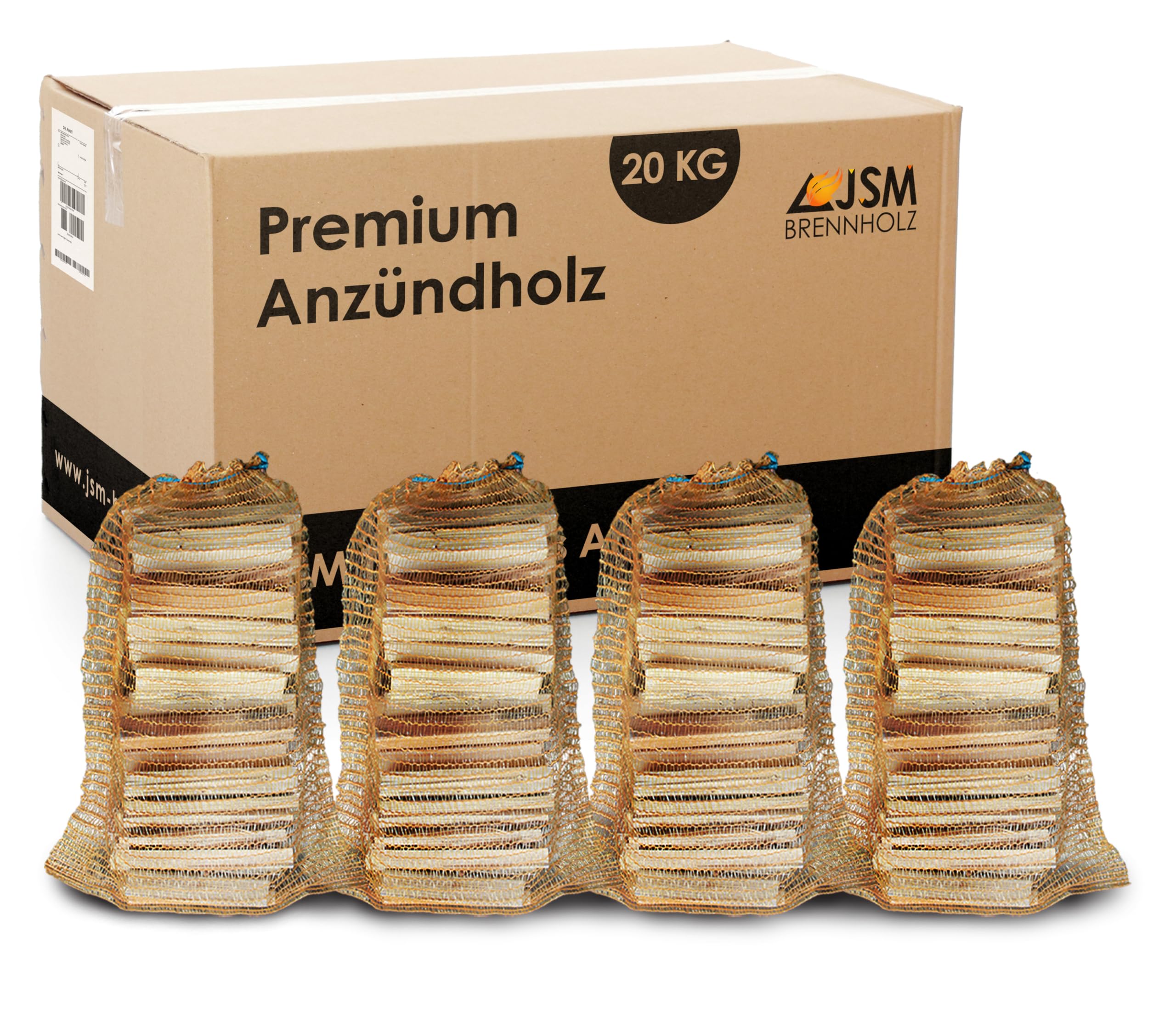 Anzündholz 4 Netze a 5 Kg Anmachholz Anfeuerholz Brennholz trocken sauber und ofenfertig Angebot bei HelloDeals