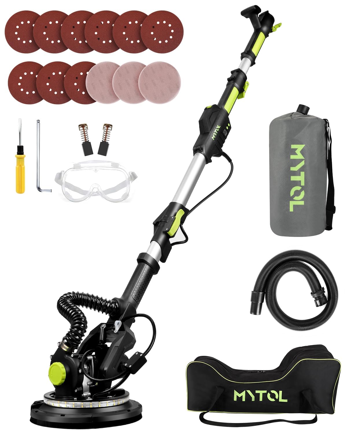 Trockenbauschleifer 900W, Wandschleifer & Deckenschleifer mit Absaugung, 1800 U/min, 6-Stufen Geschwindigkeit, Klappbarer Teleskopstiel, LED-Leuchte, inkl. 12 Schleifblättern Angebot bei HelloDeals