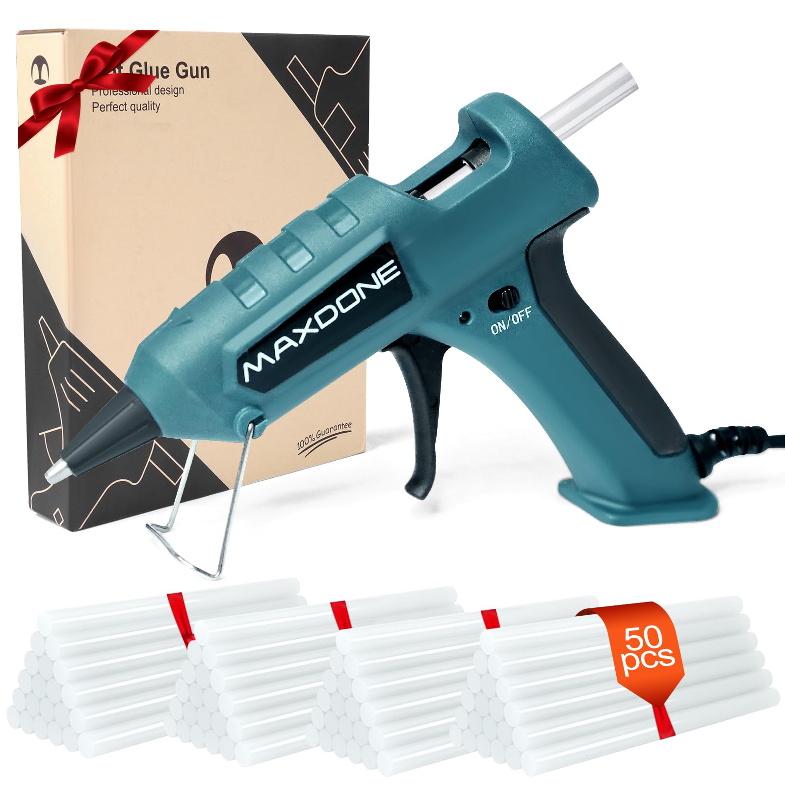 Feuerfest Heißklebepistole mit 50 Heißklebesticks 7mm Klebesticks, Klebepistole Heissklebepistole für DIY Kleine Handwerk schnelle Reparaturen in Haus & Büro - MAXDONE 60W Klebepistolen Grün Angebot bei HelloDeals