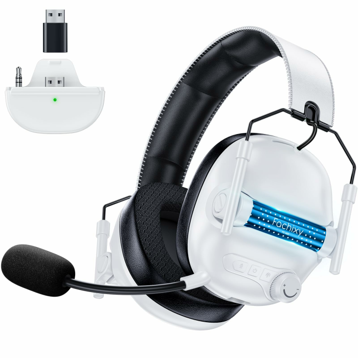 FC400 Xbox Gaming Headset Wireless Für Xbox Series X|S|One, PC, PS5, PS4, Switch, 2.4GHz & Bluetooth 5.4 Headset Kabellos mit Mikrofon, Geringe Latenz Noise Cancelling, Faltbar, 50H Akkulaufzeit Passend für Xbox Kristall Weiß Angebot bei HelloDeals