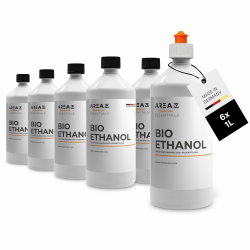 Area52 – Bioethanol 6x1L Set Ethanol – Reiner Ethylalkohol mit 96,6% Reinheitsgrad – Für Ethanolkamine, Tischkamine & Bioethanol-Feuerstellen – Geruchslos & rußfrei – Für Indoor & Outdoor (6 x 1L) Angebot bei HelloDeals