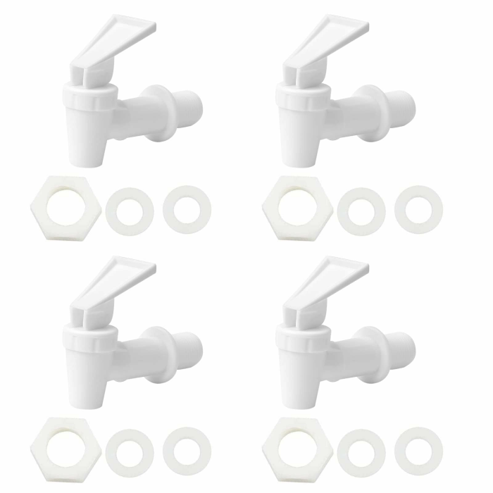 4 Stück Kunststoff Getränkespender Zapfhahn, Wasserspender Ersatzzapfen, Ersatzhahn geeignet für Kalte und heiße Getränke, Bierfass, Glas, Kaffee, Saft, Trinkbrunnen,Schwarz und Weiß (White) Angebot bei HelloDeals