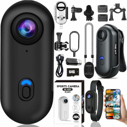 Mini Action Cam 4K,Action Camera,Tragbare Kamera mit 360° Drehbarem Clip und Magnetclip,Wasserdichter 4K-Körperkamera,Kleine Bodycam Körperkamera Überwachungskamera für Reisen, Outdoor Schwarz Angebot bei HelloDeals
