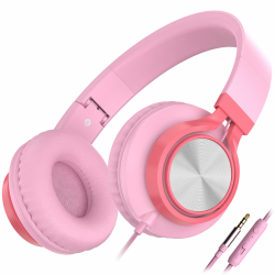 AILIHEN C8 Kopfhörer mit Kabel und Mikrofon, faltbar und verstellbar, On-Ear-Headsets, Lautstärkeregelung, HD-Stereo-Sound, 3,5-mm-Klinkenstecker für Chromebook, Laptop, Smartphone（Rosa） Pink Angebot bei HelloDeals