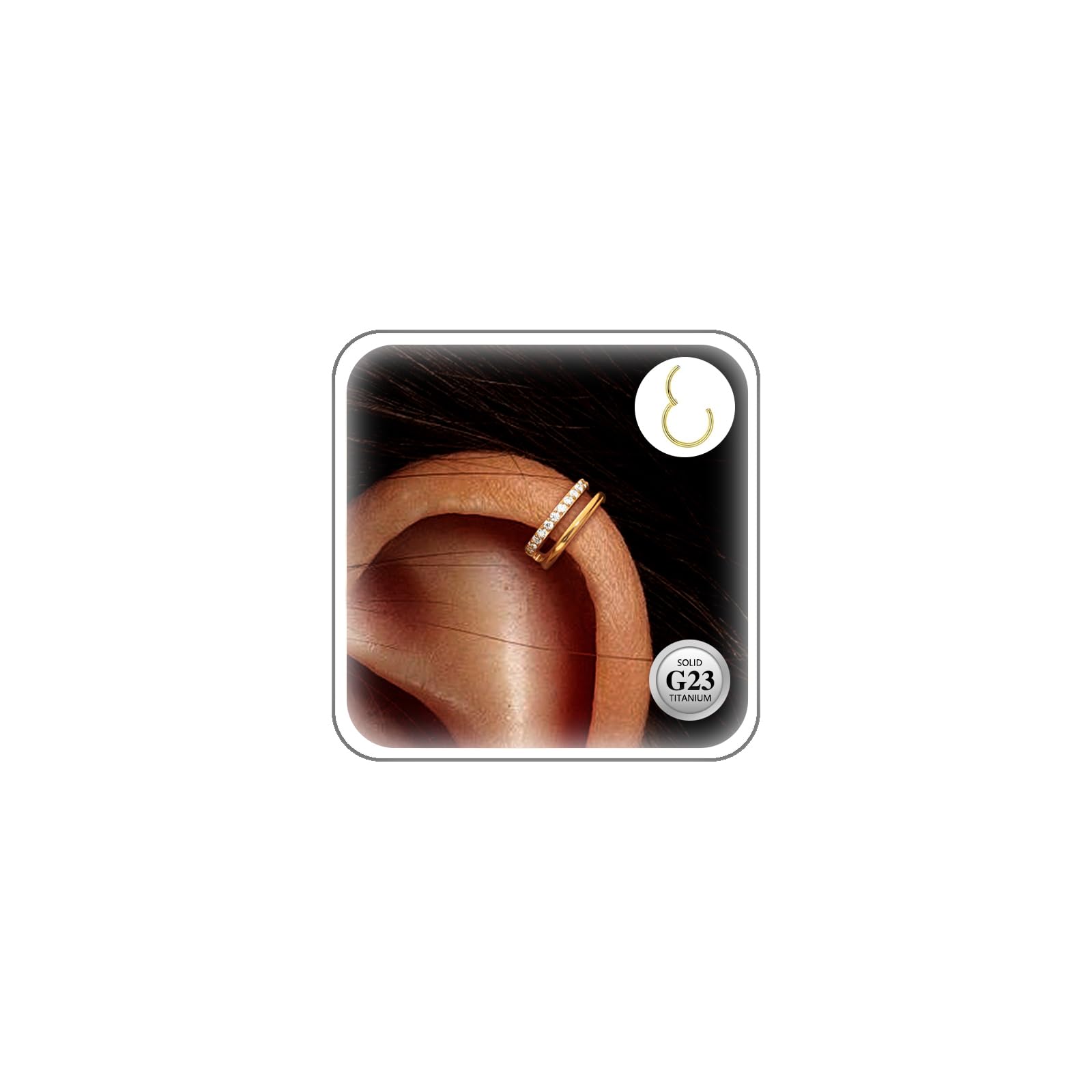 ESHIONER G23 Titan Conch Piercing Schmuck Helix Gold Silber Hoop Septum Rook Tragus Daith Piercing Hinged Segment Clicker 16G 8MM 10MM 12MM Nasenring Double Creolen Helix Knorpel Ohrringe für Damen Gold-CZ (16g)1.2*8mm Angebot bei HelloDeals