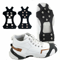 Spikes für Schuhe Winter,10 Stahlzähnen Schuhspikes zum Überziehen Antirutsch Schneeketten für Schuhe, Spikes Schuhe gegen Glatteis Steigeisen für Wanderschuhe Outdoor Laufen Wandern Silber L Angebot bei HelloDeals
