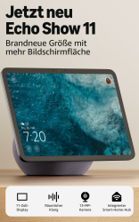 Amazon Echo Show 11 (neueste Generation) – Brillantes 11-Zoll-Display in Full-HD-Auflösung mit größerer Bildschirmfläche, 3D-Audio und Alexa, Graphit 11 Zoll Graphit Angebot bei HelloDeals