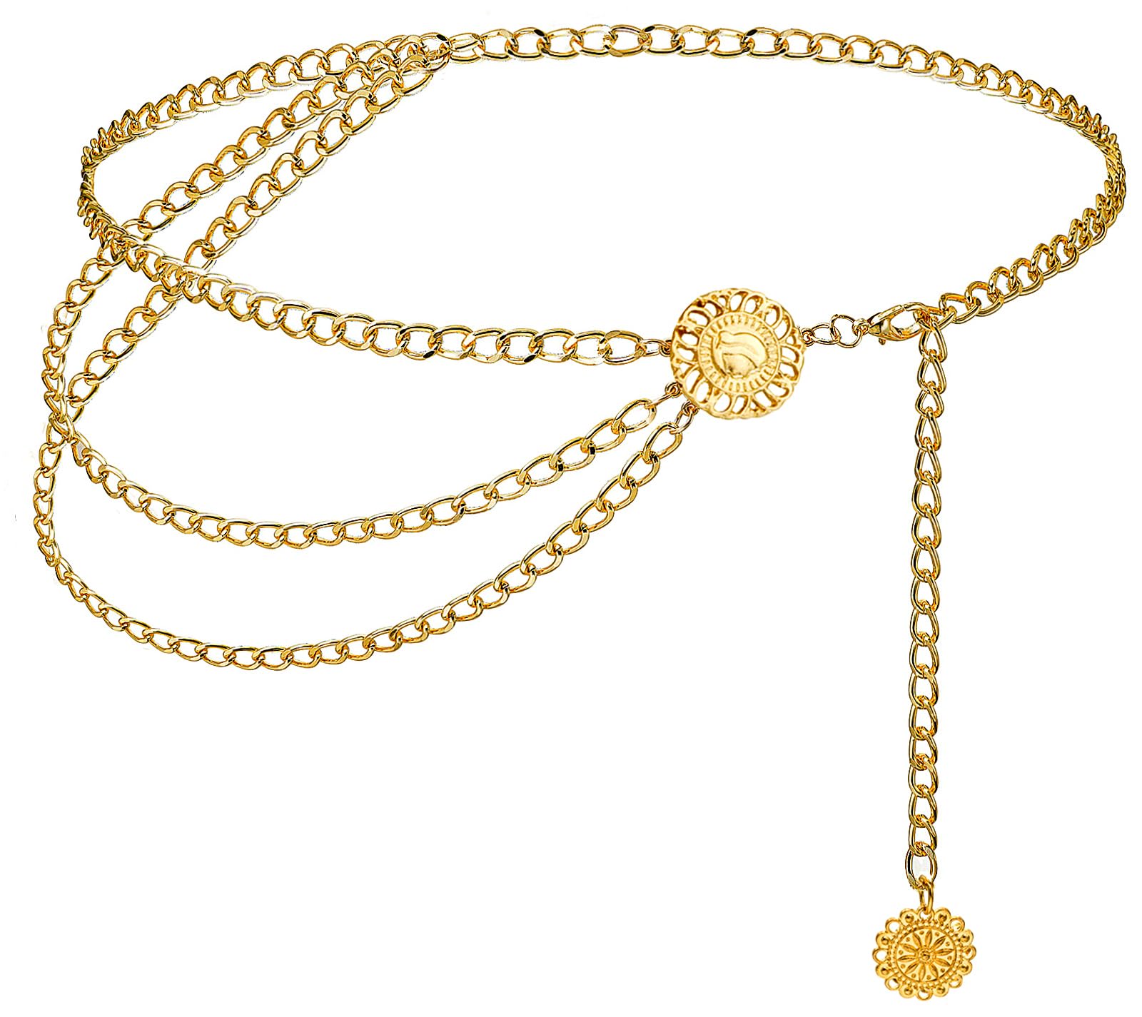 Taillenkette Pirat, Multilevel Goldene Bauchkette Damen Pirat Piratenkette Gold Kettengürtel, Einstellbar Hüftkette Pirat Belly Bauch Kette für Kleid Angebot bei HelloDeals