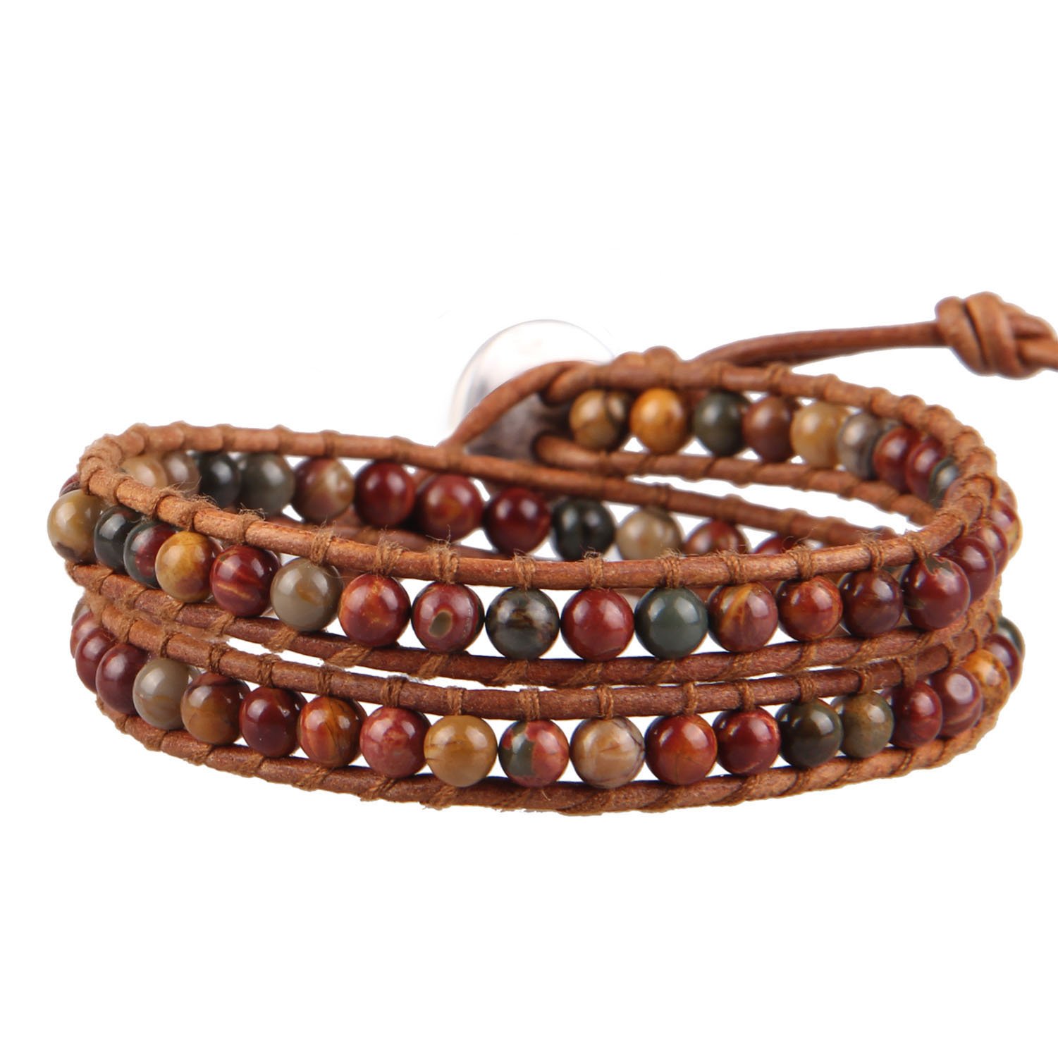 KELITCH Achat Tiger Eye Perlen Armband Armreif Leder 2 Wraps Armbänder Türkis Charme Armbänder GemischtBraun 0019 Angebot bei HelloDeals