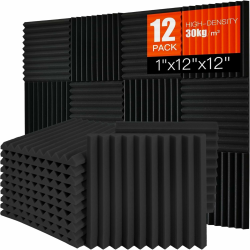 Saiqiang 12 Pack Akustikschaumstoff, Akustikschaumstoff Platten Wand Schalldämmung Akustikpaneele Schallschutzmatte Hoher Dichte Schaumstoffplatte 30x30x2.5 cm 12 Pack (30x30x2.5cm) Angebot bei HelloDeals