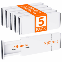 Lifewit 5 Set Schubladentrenner, Verstellbar Schubladen Trenner für Innenlänge 34–50cm & Höhe＞13cm Organizer Ordnungssystem für Küche/Kleiderschränke/Schreibtisch, Weiß 5 H13&L50 Angebot bei HelloDeals