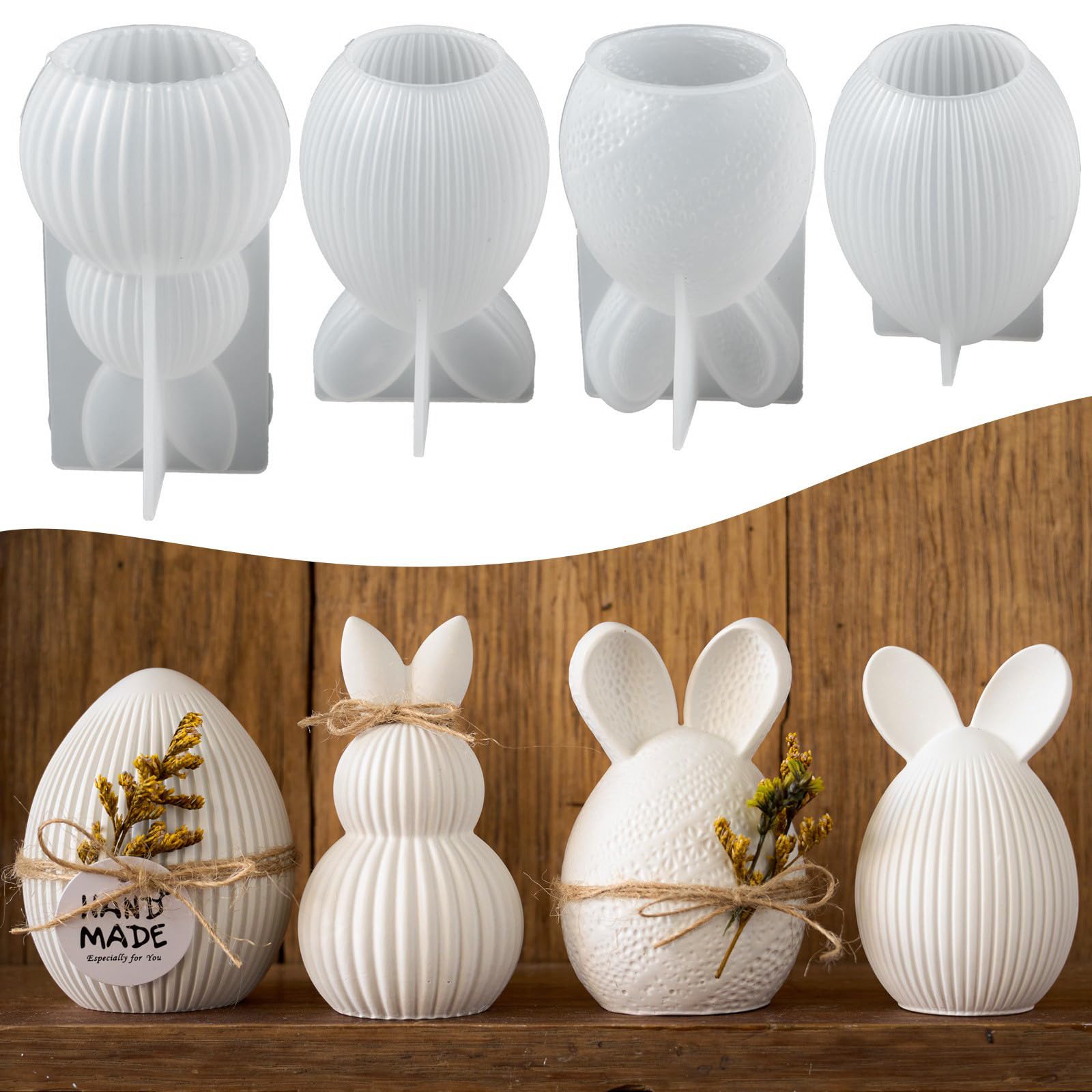 WIKIMO 4 Stück Silikonformen Gießformen Ostern Silikonform Osterhase Kerzen Kaninchen Osterei Gießformen Silikon für Frühling für Gips und Sojawachs Gießen Angebot bei HelloDeals