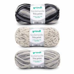Gründl Wolle Sockenwolle Trio - Strickgarn für 3 Paar Socken - Strapazierfähig und hautfreundlich - 75% Schurwolle, 25% Polyamid - 3 Knäuel 100 g / 420 m - Nadelstärke 2,5-3 - grau beige 3 x 100 g grau beige Angebot bei HelloDeals