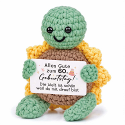 CheriGift Positive Sonnenblumenschildkröte 60 Geburtstag Geschenk, Handgemachte Schildkröten Glücksbringer, Pocket Hug Figuren Geschenk zum 60 Geburtstag für Frauen Mann Oma Opa 2.8x2x3.9 inches 60. Geburtstag Angebot bei HelloDeals