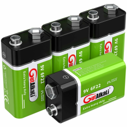 GutAlkaLi Batterien 9V Blockbatterie, 4 Stück, Longlife Power für Rauchmelder, Brand- & Feuermelder, Mikrofon 6lr61 6F22 PP3 MN1604 9V-4 Stück Angebot bei HelloDeals