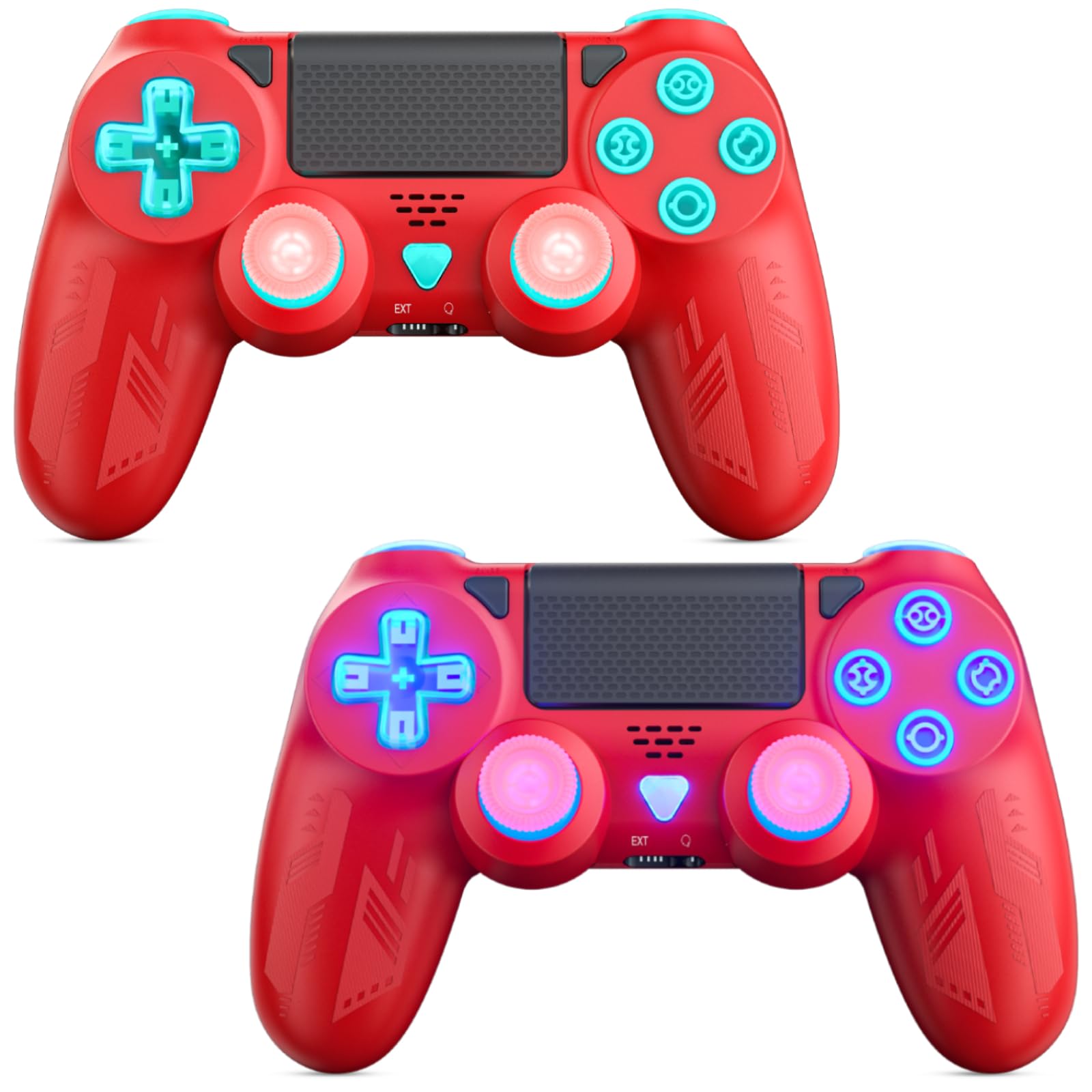BATTOOL 2 Pack Red Wireless Controller für PS4, Dual Vibration Kabelloser Gamepad mit Turbo/Touch Pad/3.5mm Audio Jack für P-4/Pro/SlimPC/IOS/Android Angebot bei HelloDeals