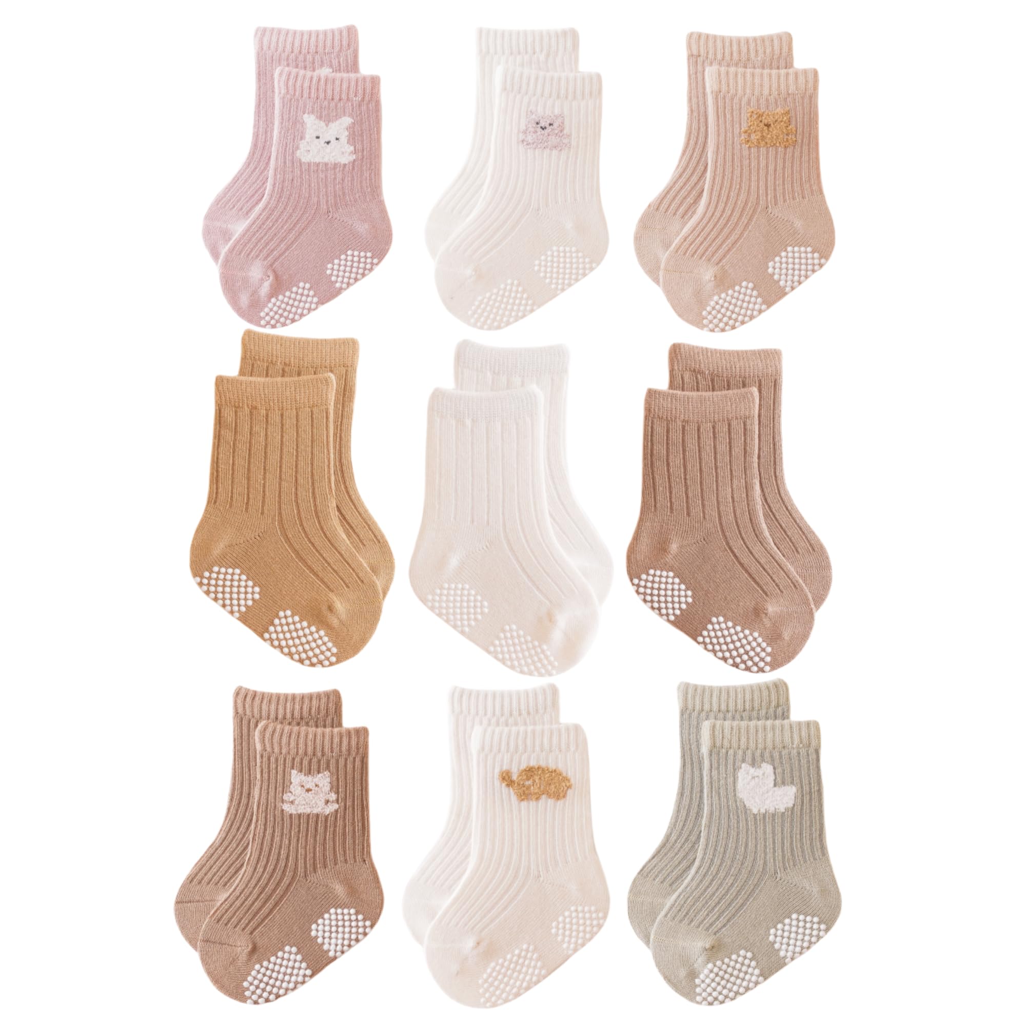 J Poqobog Rutschfeste Socken für Baby Mädchen Jungen 9 Paar Kinder Anti Rutsch abs Socken Sportsocken Stoppersocken 12-24 Monate Mädchen-9Paar Angebot bei HelloDeals