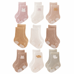 J Poqobog Rutschfeste Socken für Baby Mädchen Jungen 9 Paar Kinder Anti Rutsch abs Socken Sportsocken Stoppersocken 12-24 Monate Mädchen-9Paar Angebot bei HelloDeals