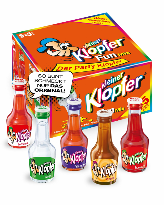 Kleiner Klopfer Fun Mix I 25 Mini Liköre à 20 ml I 5 beliebte Sorten Erdbeere, Sauerkirsch, Cream, Feige & Pfläumchen I Likör-Mix für Feiern, Geburtstag & Karneval Angebot bei HelloDeals