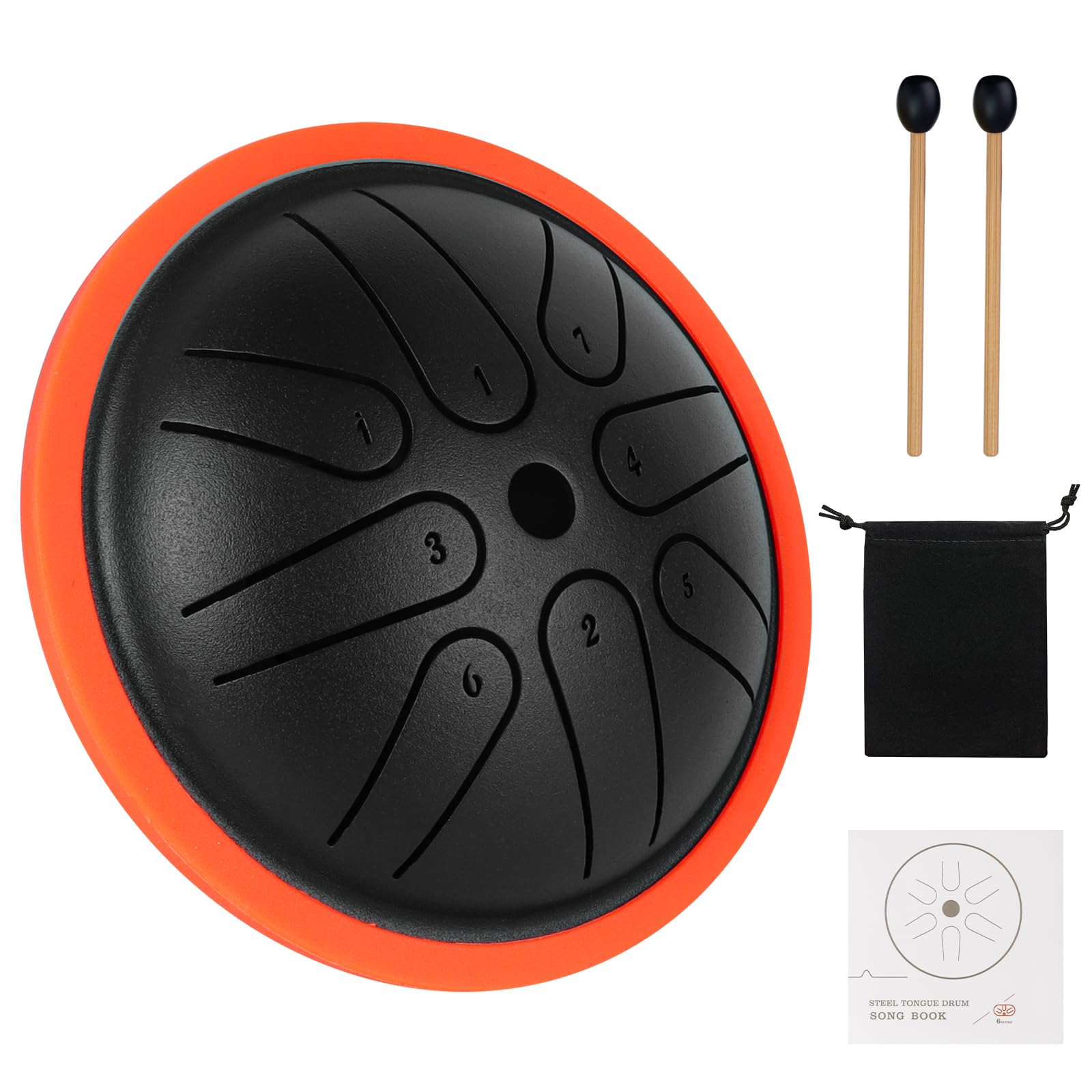 Aedcbaide Zungentrommel Tragbare Mini Trommel 4 Zoll 8 Töne Steel Tongue Drum, C-Dur Klangschale Handpan Instrument mit Schlägeln für Kinder Meditation Yoga Klangheilung (Schwarz-4zoll) Angebot bei HelloDeals
