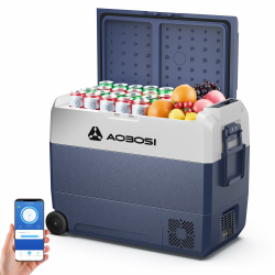 AAOBOSI Kompressor Kühlbox 60 L, Kühlbox Auto Mit APP-Steuerung, 12/24 V und 100-240 V Camping Kühlschrank mit USB-Anschluss, -20°C bis 20°C für Auto, LKW, Boot, Reisemobil, Camping, Reisen 60L(Einzelzone) Angebot bei HelloDeals
