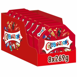 Celebrations Geschenkbox, Mini-Schokoriegel Mix, Twix, Snickers und mehr, Geschenk Schokolade Großpackung, 8er Pack (8 x 269g), Für Weihnachten oder als Adventskalender Süßigkeiten 269 g (8er Pack) Angebot bei HelloDeals