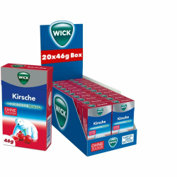 WICK Hustenbonbons Kirsche und Eukalyptus ohne Zucker Vorratspack – Wohltuendes Hustenbonbon – 20er Pack (20 x 46 g) Angebot bei HelloDeals
