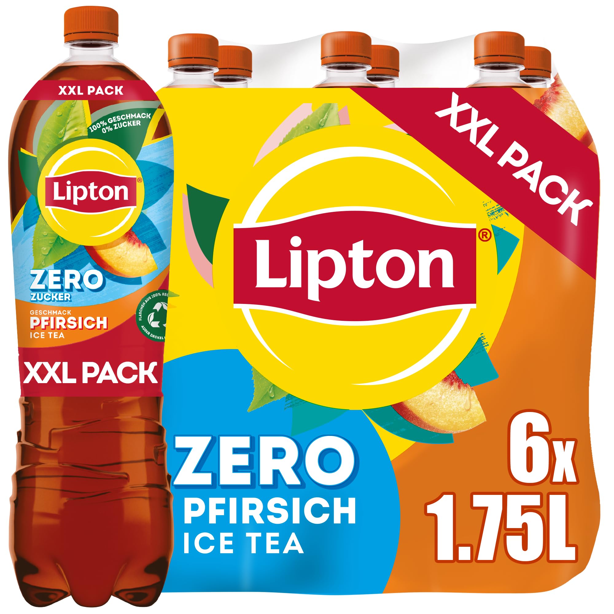 LIPTON ICE TEA Zero Peach – Zuckerfreier Eistee mit Pfirsich Geschmack, EINWEG (6 x 1.75 l) Pfirsich Zero 6 x 1,75 l Angebot bei HelloDeals