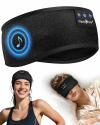 MUSICOZY Schlafkopfhörer Bluetooth, Schlaf Kopfhörer Stirnband Schlaf-Ohrhörer Headband Kabellos Sportskopfhörer 16+STD Bequemes Musik Stirnband zum Schlafen für Sport Training Joggen Yoga Reisen M Schwarzkohle Angebot bei HelloDeals
