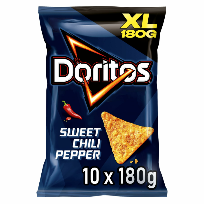 Doritos Sweet Chili Pepper - Tortilla Nachos mit süßem Chili-Geschmack - Herzhafter Snack zum Knabbern aus Mais (10 x 180g) 10x180g Angebot bei HelloDeals
