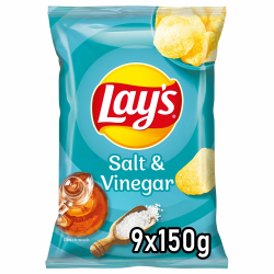 Lay's Salt & Vinegar Geschmack- Knusprig gewürzte Kartoffelchips für eine gelungene Party (9 x 150 g) Angebot bei HelloDeals