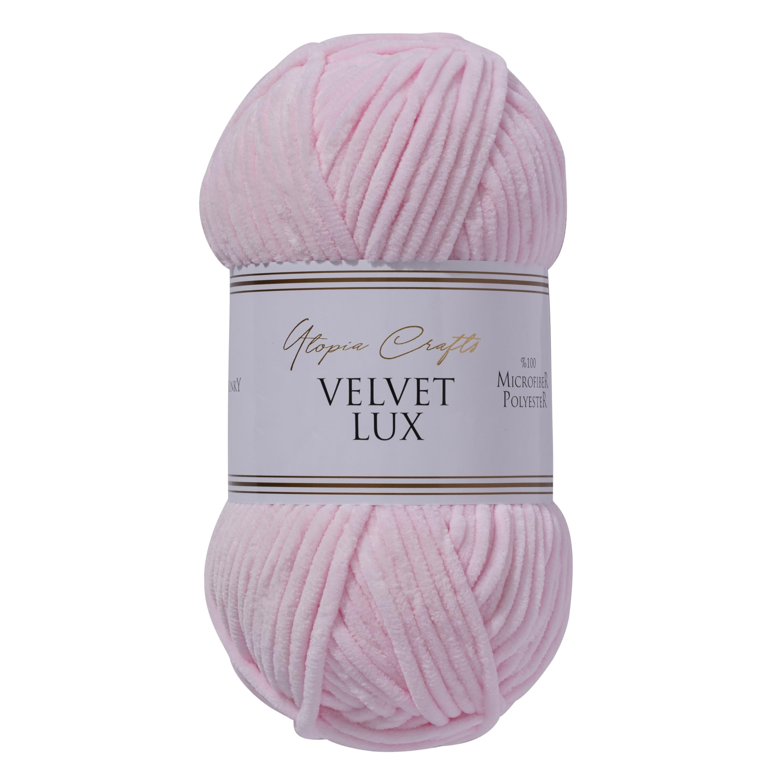 Utopia Crafts Velvet Lux Chenille-Garn, superweich, grob, zum Stricken und Häkeln, 100 g – 110 m, Rosa Schwan Pink Swan Angebot bei HelloDeals