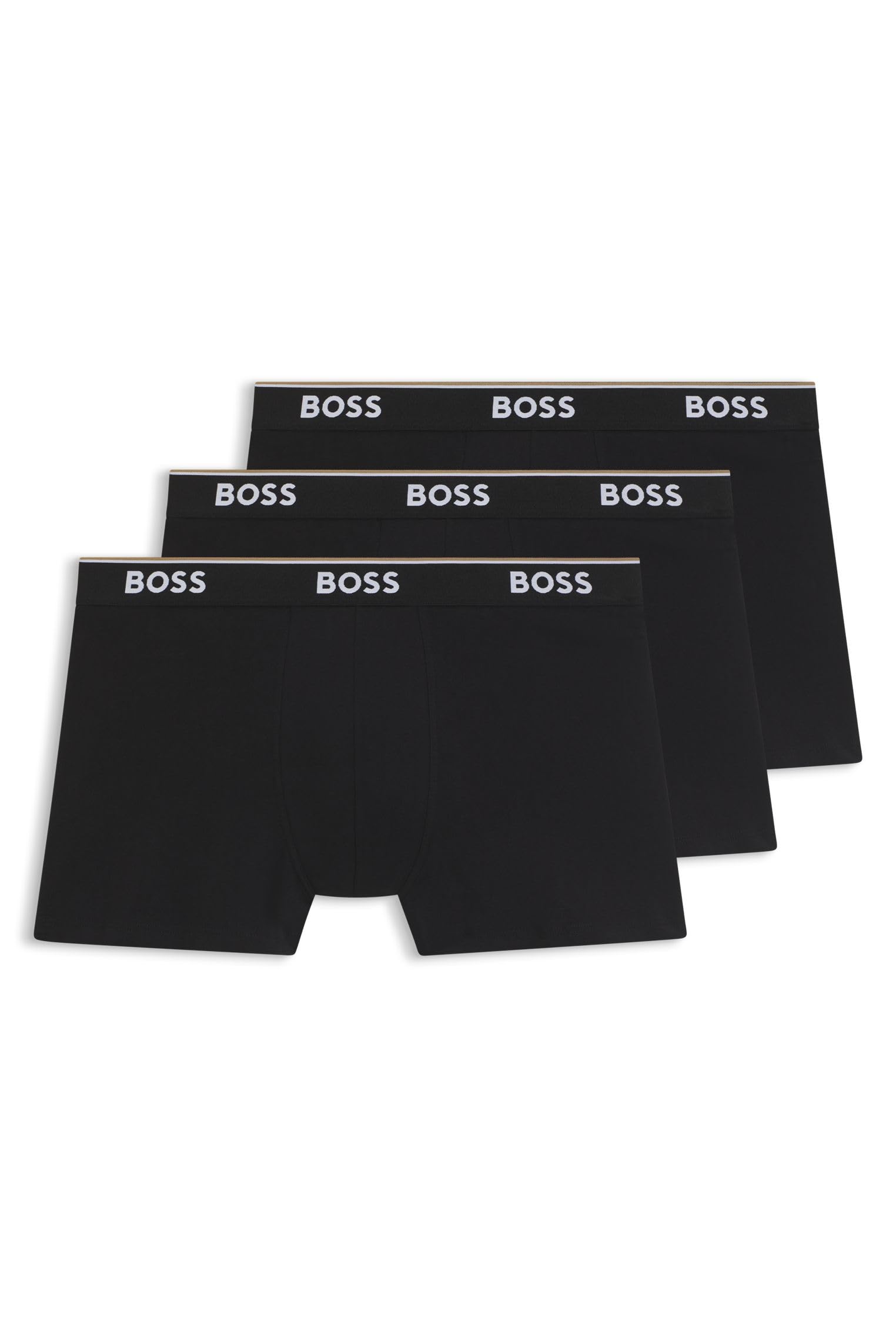BOSS Herren BoxerBr 3P Power Dreier-Pack eng anliegende längere Boxershorts aus Stretch-Baumwolle mit Logos Modern L Schwarz Angebot bei HelloDeals