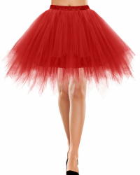 Bbonlinedress Tutu Tüllrock Petticoat Unterrock Rock 50er Vintage Ballet Blase Tanzrock Tanzkleid Ballkleid Kurz Retro M 01-red Angebot bei HelloDeals