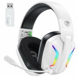 Fachixy FC-300 Gaming Headset mit Mikrofon, 2,4G Wireless Headset für PS5, PS4, PC, Switch, Mac, Surround Sound Faltbarer Bluetooth Gaming Kopfhörer kabellos mit LED Licht, Über 50H+ Akkulaufzeit Pro-Wireless Weiß Schwarz Angebot bei HelloDeals