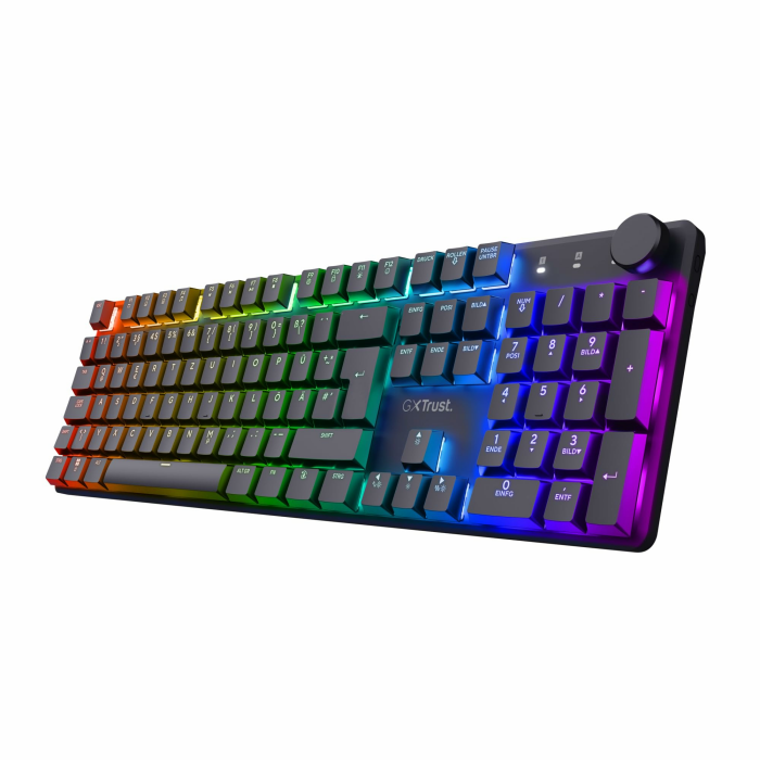 Trust GXT 868 Torix Mechanische Tastatur Kabellos Deutsches QWERTZ Layout, RGB Wiederaufladbare Gaming Tastatur 2.4 GHz 100H Akkulaufzeit, Huano-Switches Flache Tasten, Programmierbar, PC Laptop Volle Größe - Kabellos Angebot bei HelloDeals