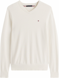 Tommy Hilfiger Langarm Pullover V-Ausschnitt Nachtblau XS Yellow (Ivory Petal) Angebot bei HelloDeals