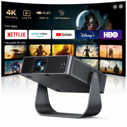 Smart Beamer【Kompatibel mit Netflix/Live TV/330° Drehbar】Mini Beamer 4K mit Autofokus/6D Trapezkorrektur, 1080P Full HD WiFi6 & Bluetooth Heimkino/Outdoor Mini Projektor 4K Tragbar für Handy/HDMI/PC S Tiefschwarz Angebot bei HelloDeals