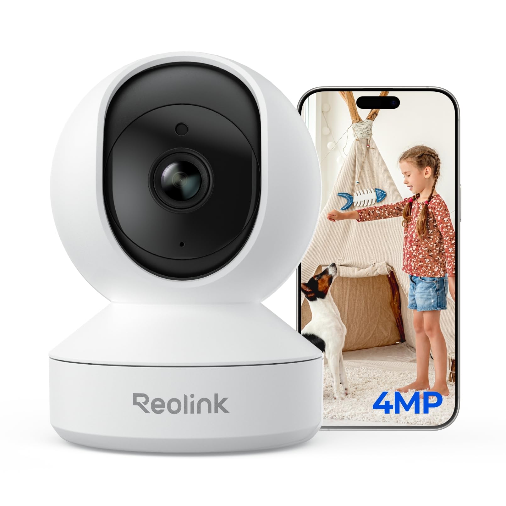 Reolink 2K Überwachungskamera Innen, 360°-Ansicht Indoor Kamera WLAN mit Auto-Tracking, Baby Monitor mit Personen-/Tier-/Weinen-Erkennung, 2,4 GHz Wi-Fi, Privatmodus, 2-Wege-Audio, E1 4MP Angebot bei HelloDeals